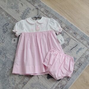 NWT Petit Ami Girls Embroidered Birthday Dress With Bloomers Sz18m